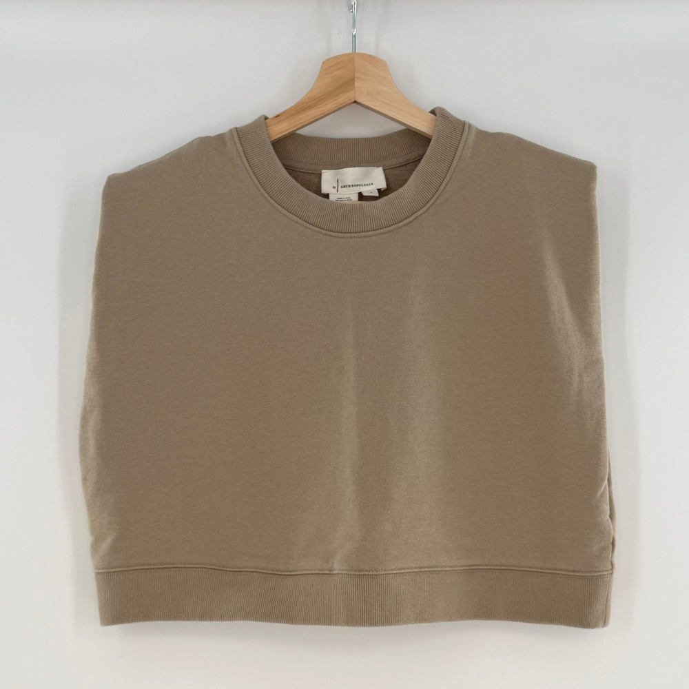 Anthropologie By Anthropologie Sleeveless Sweatshirt Stone Size Small